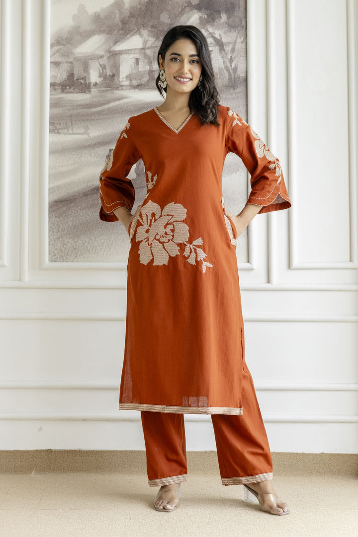 Samiha Sienna Embroidered Kurta Pant Set