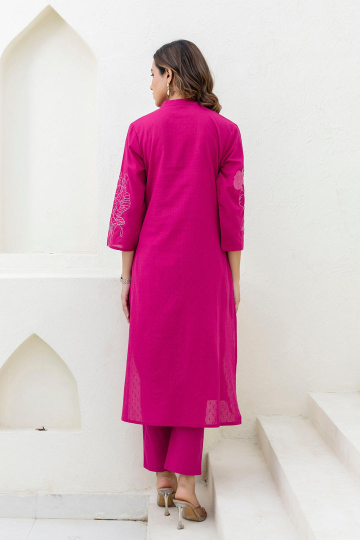 Mokabara Rosy embroidery cotton kurta pant set