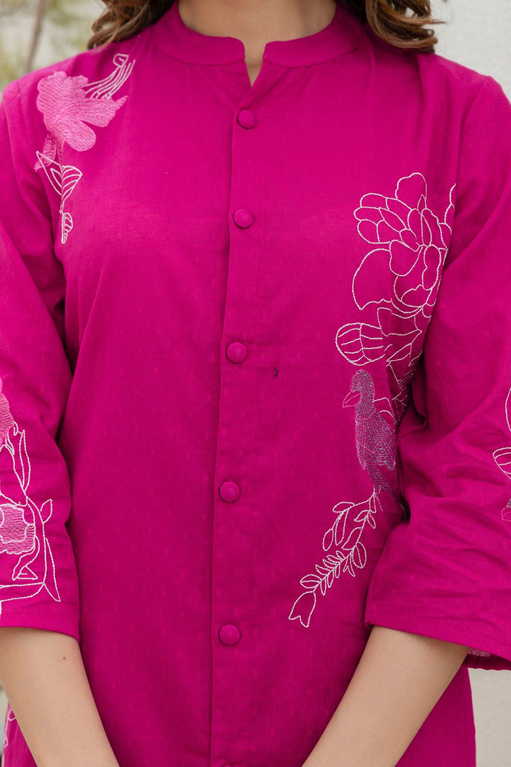 Mokabara Rosy embroidery cotton kurta pant set