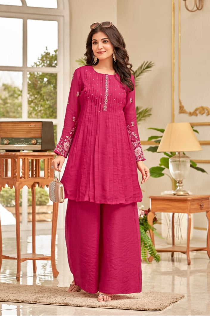 Gaurisha Merlot Embroidery Premium Co-ord Set