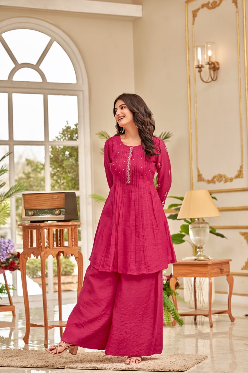 Gaurisha Merlot Embroidery Premium Co-ord Set