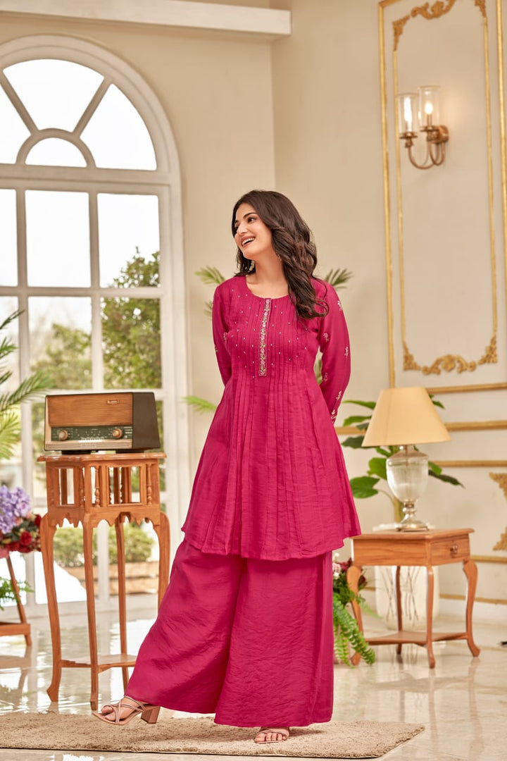 Gaurisha Merlot Embroidery Premium Co-ord Set