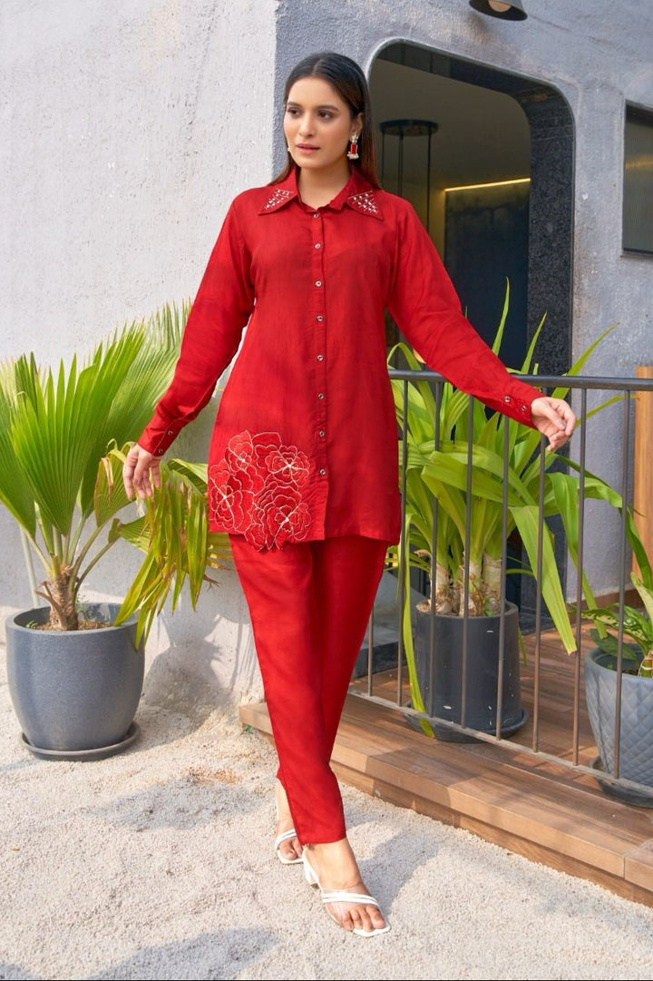 Divya Scarlet Work Co-ord Set