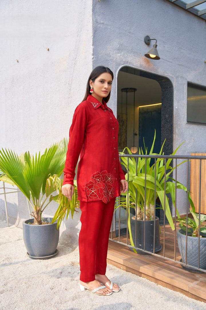 Divya Scarlet Work Co-ord Set