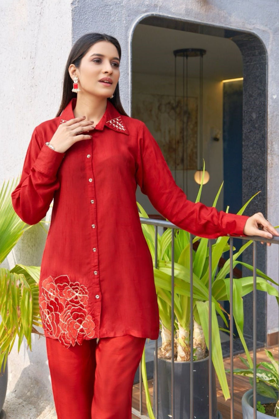 Divya Scarlet Work Co-ord Set