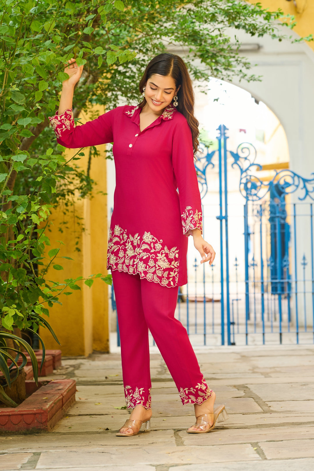Malti Fuchsia Embroidered Co-ord Set