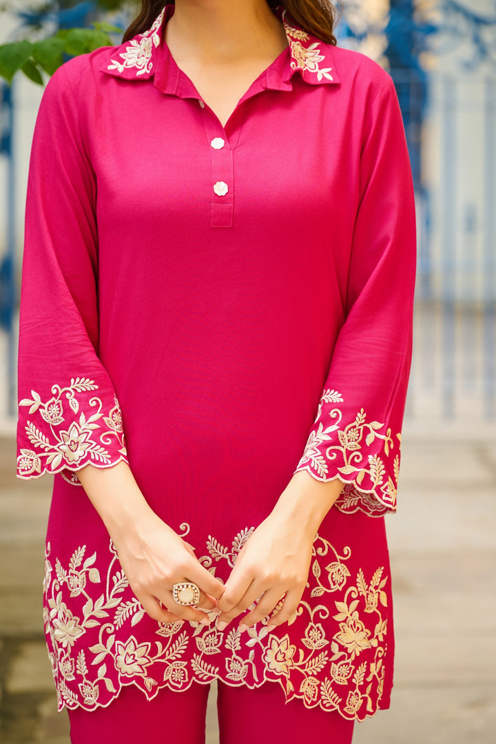 Malti Fuchsia Embroidered Co-ord Set