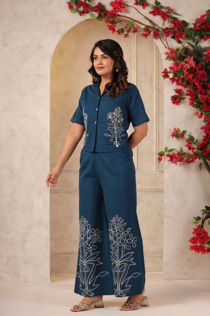 Mahua Nile embroidery co-ord set