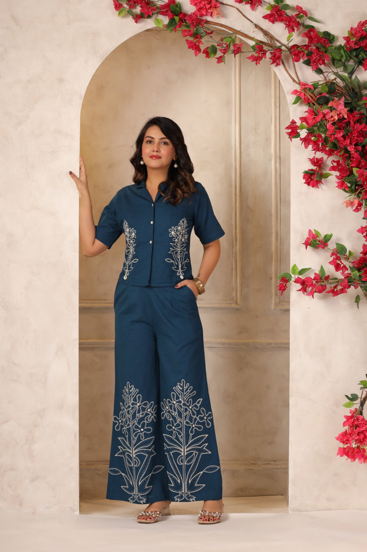 Mahua Nile embroidery co-ord set