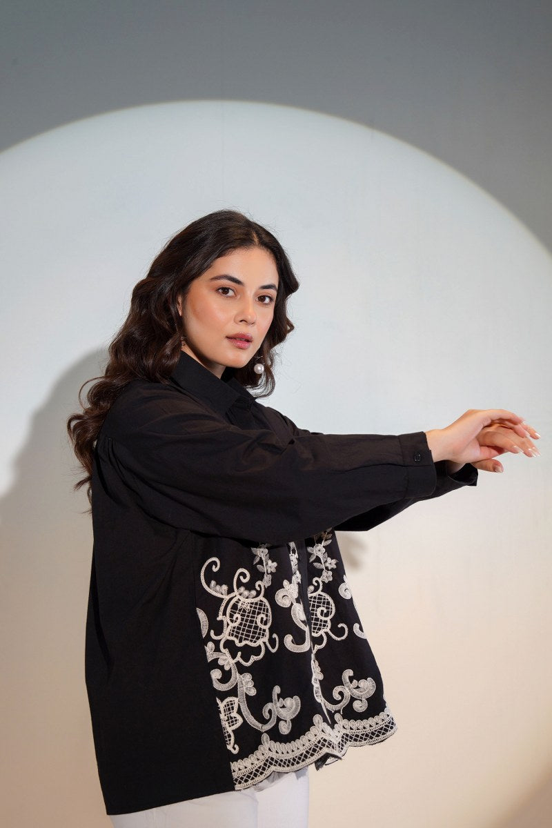Tiara charcoal embroidery shirt