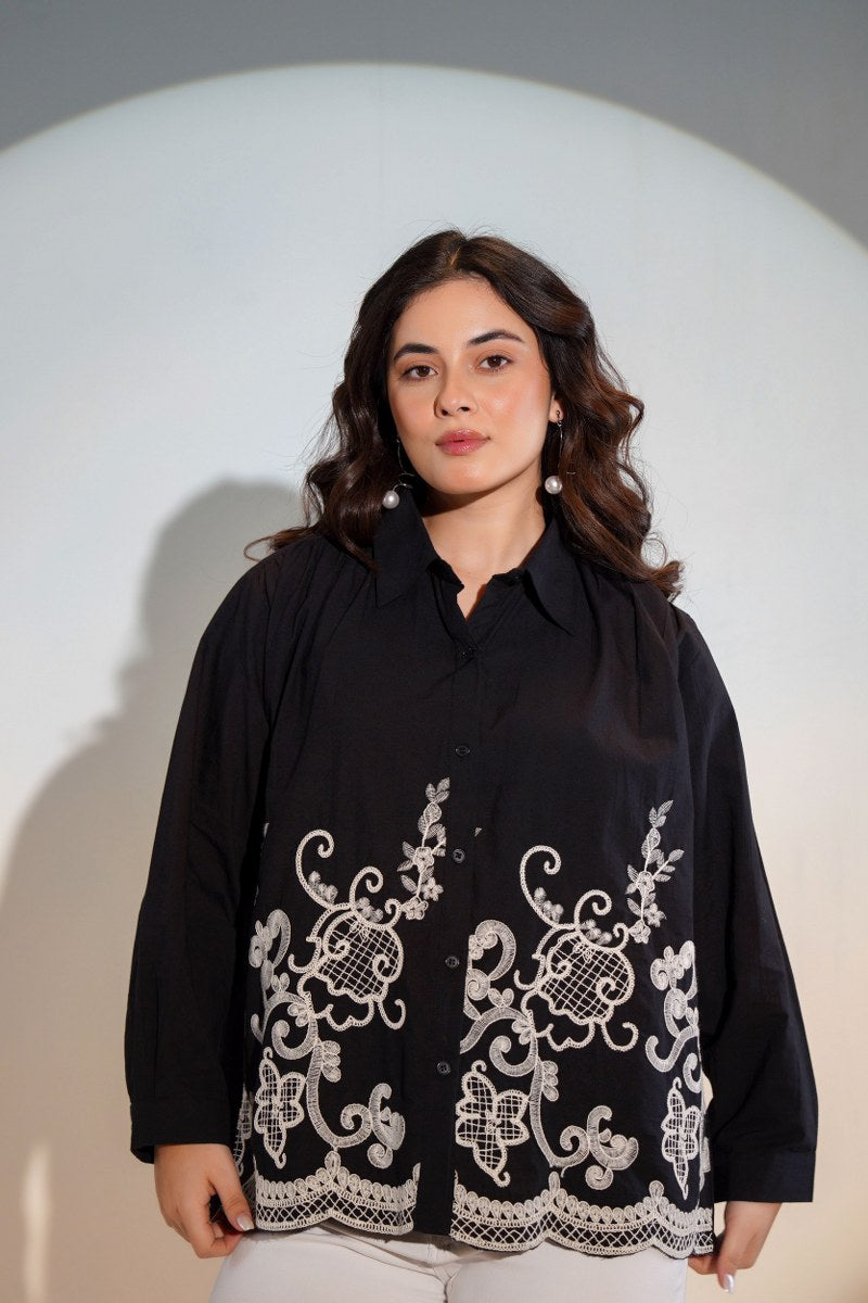 Tiara charcoal embroidery shirt