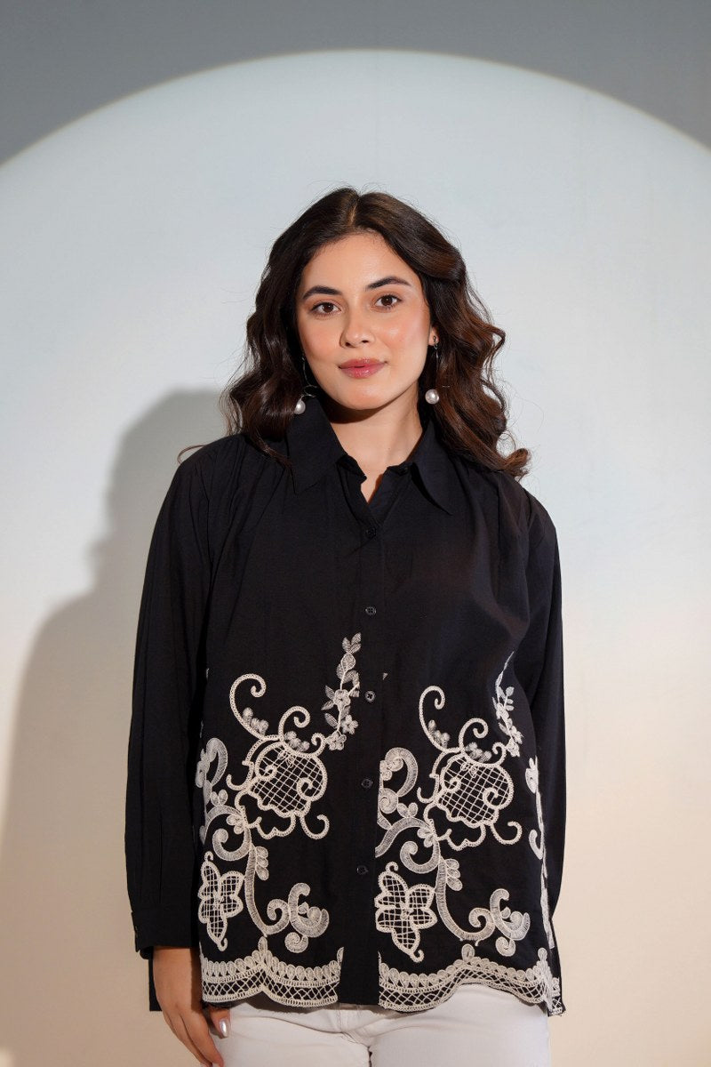 Tiara charcoal embroidery shirt