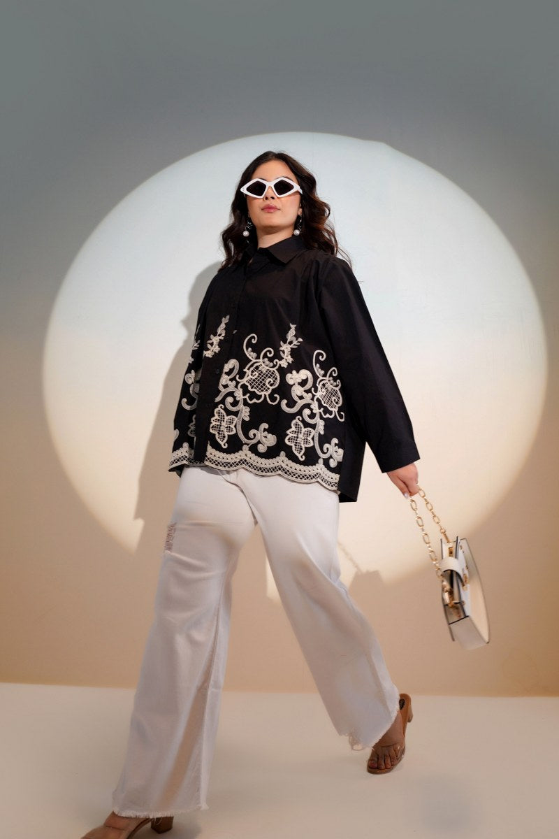 Tiara charcoal embroidery shirt