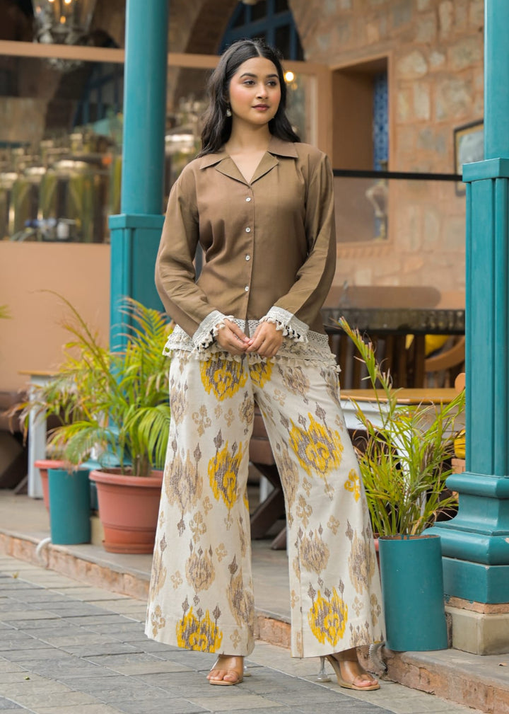 Hardik tan cotton co-ord set