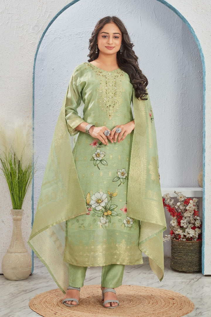 Rekha Sage Printed Suit Set