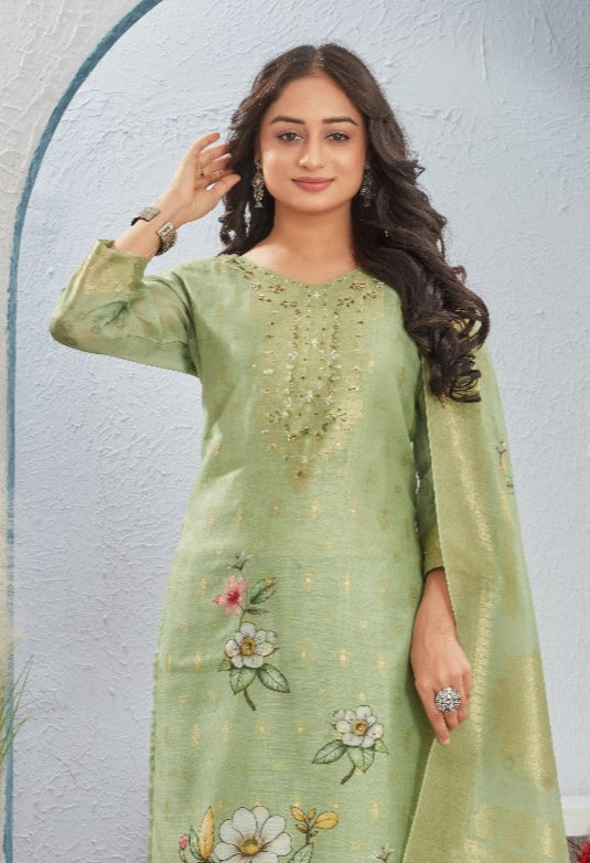 Rekha Sage Printed Suit Set