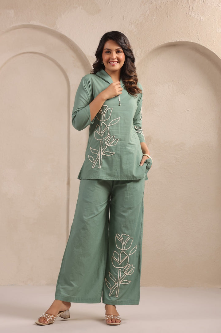 Sylvie Fern Embroidery Cotton Co-ord Set