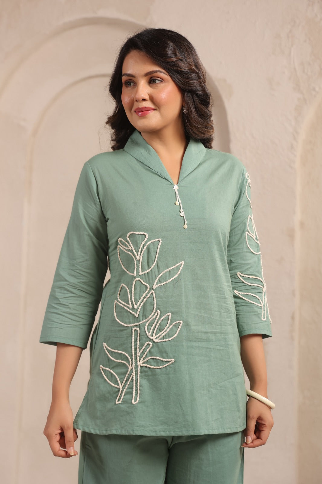 Sylvie Fern Embroidery Cotton Co-ord Set