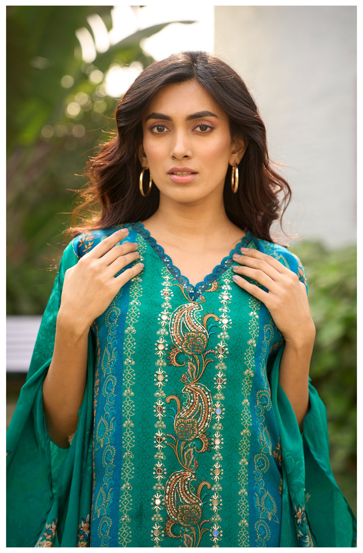 Aster peacock premium fusion co-ord set