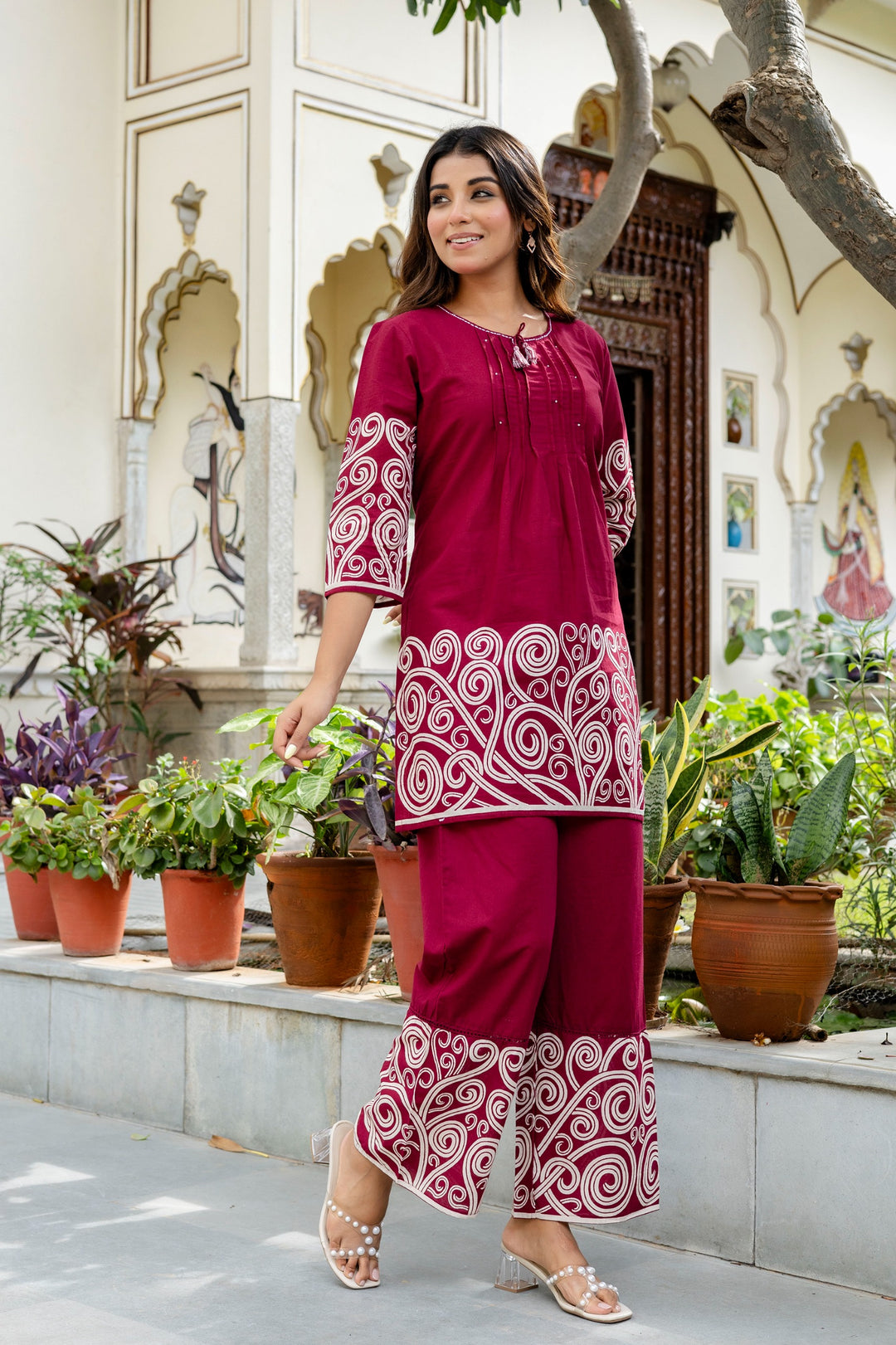 Mokabara Plum cotton co ord set