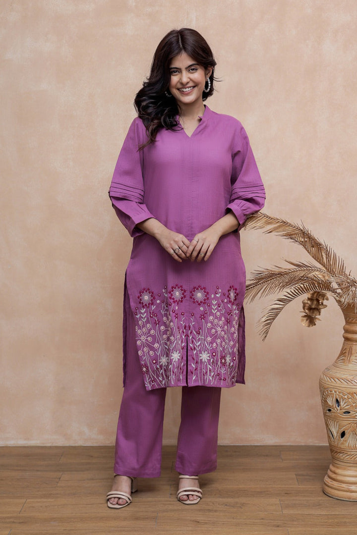 Viva Raisin embroidery cotton kurta  pant set