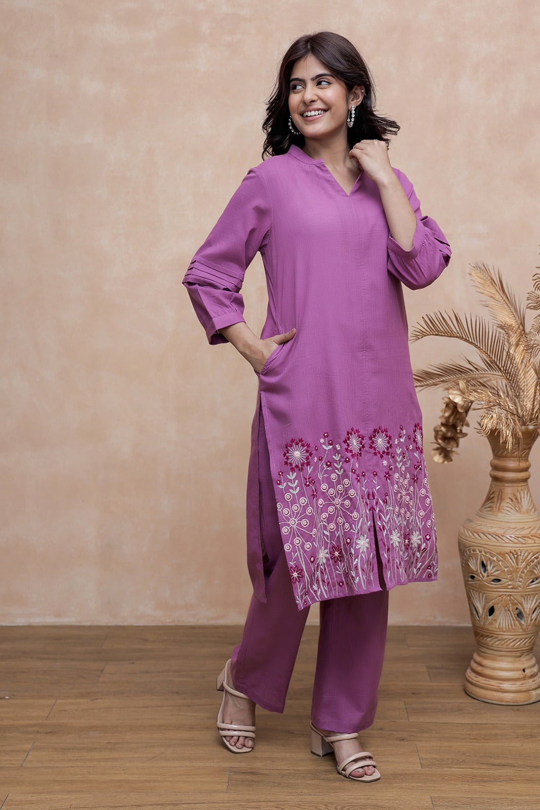 Viva Raisin embroidery cotton kurta  pant set