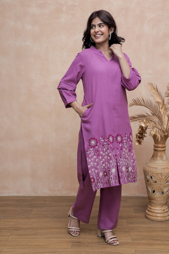 Viva Raisin embroidery cotton kurta  pant set