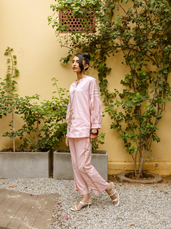 Viva Blossom embroidery cotton co-ord set