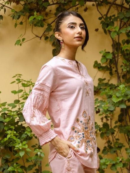 Viva Blossom embroidery cotton co-ord set