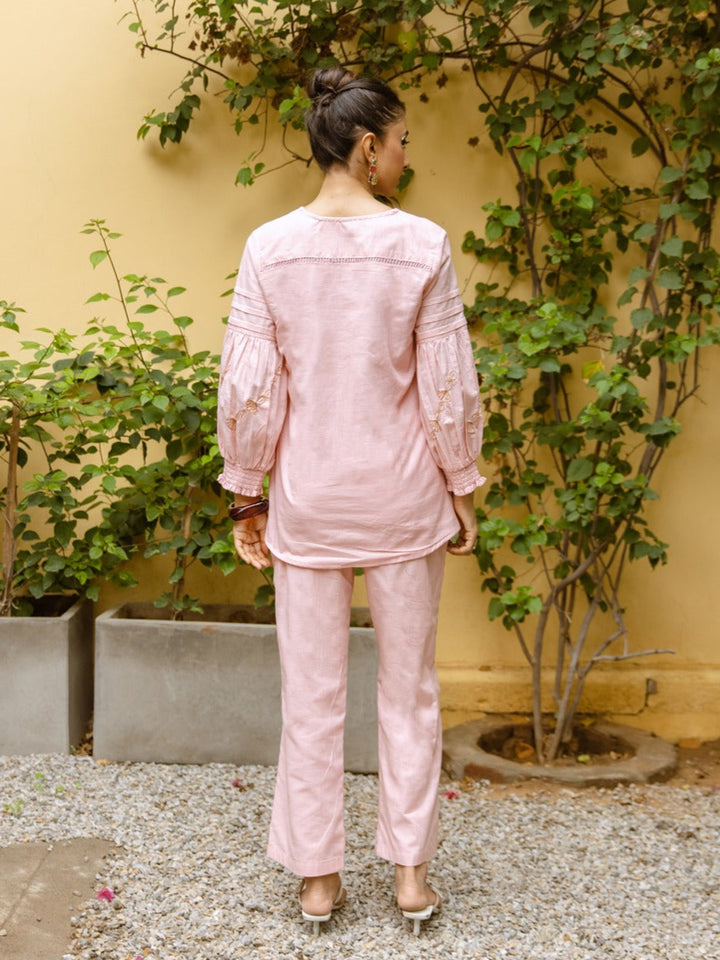 Viva Blossom embroidery cotton co-ord set