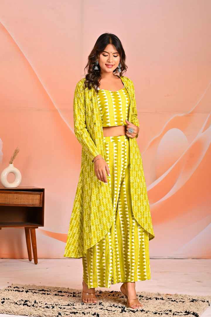 Mahua corn printed 3 pc fusion set