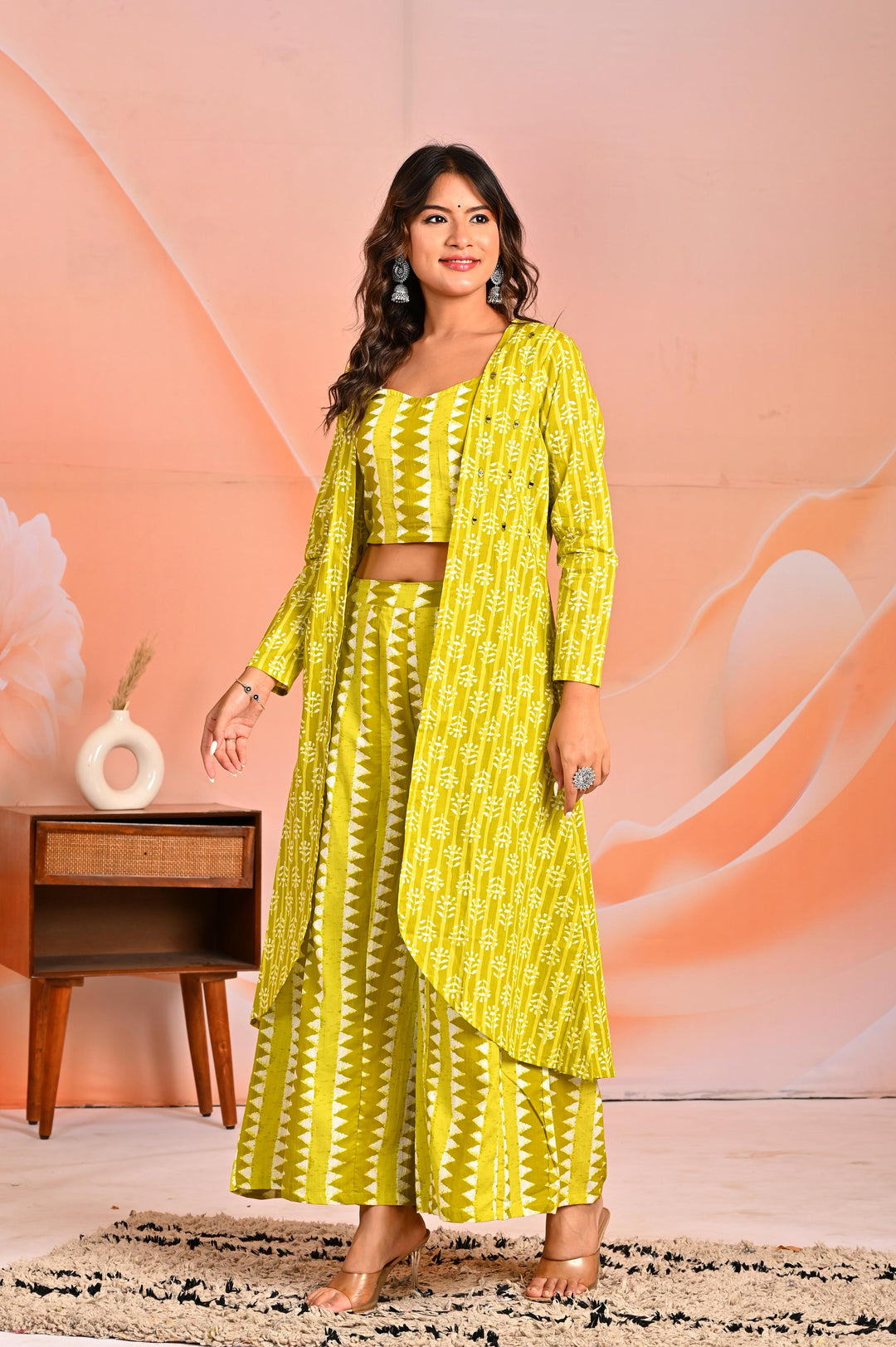 Mahua corn printed 3 pc fusion set
