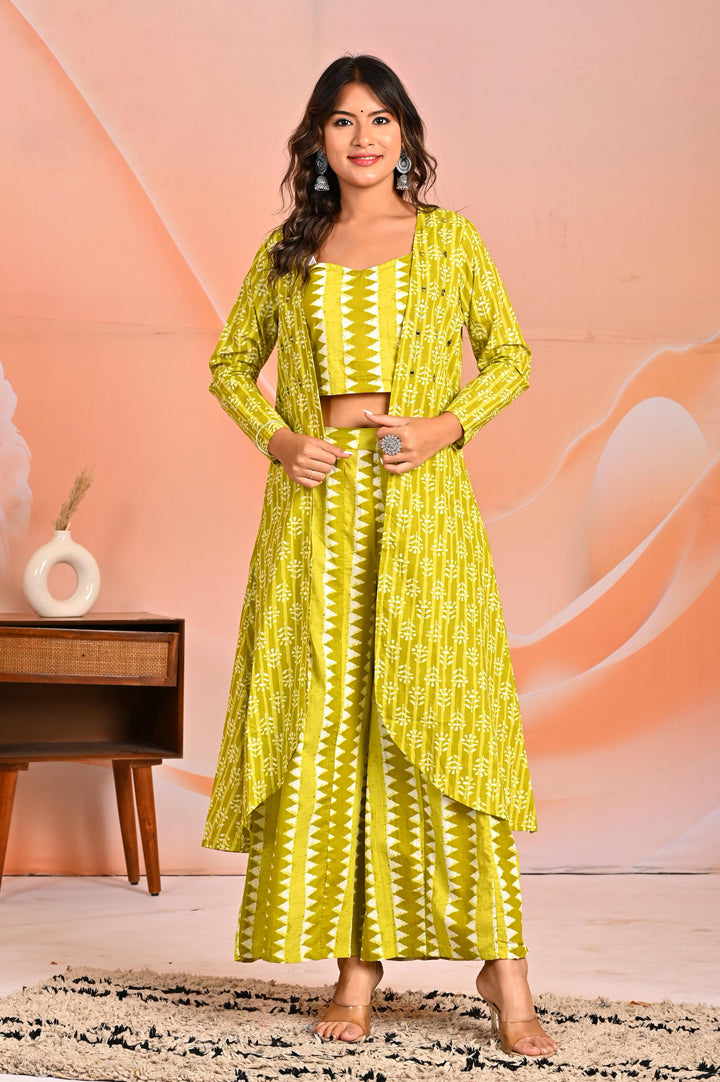 Mahua corn printed 3 pc fusion set