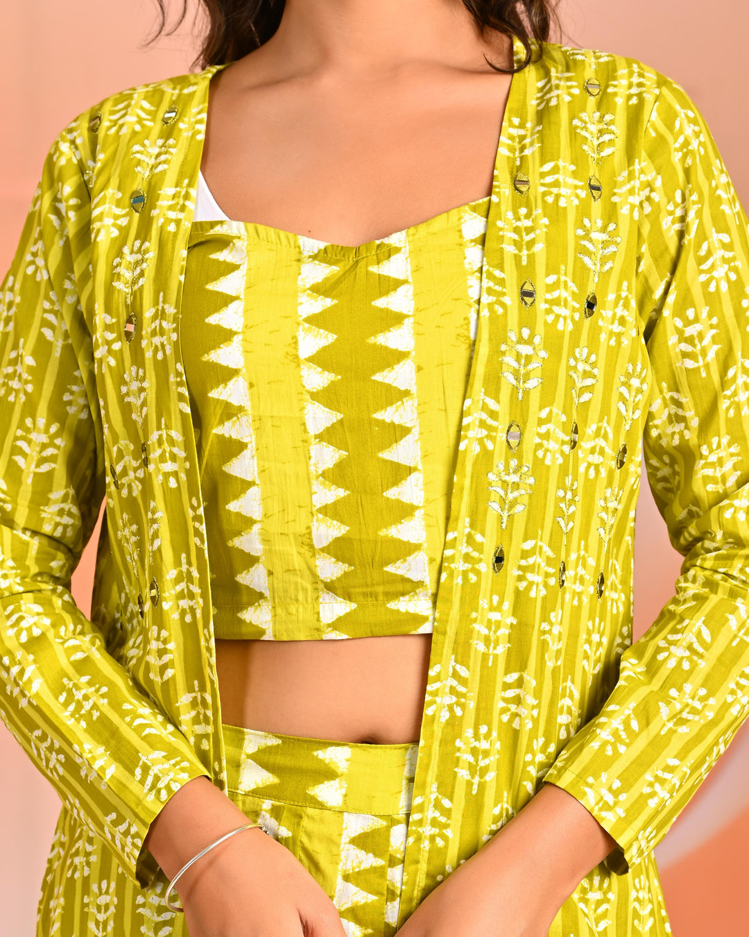 Mahua corn printed 3 pc fusion set