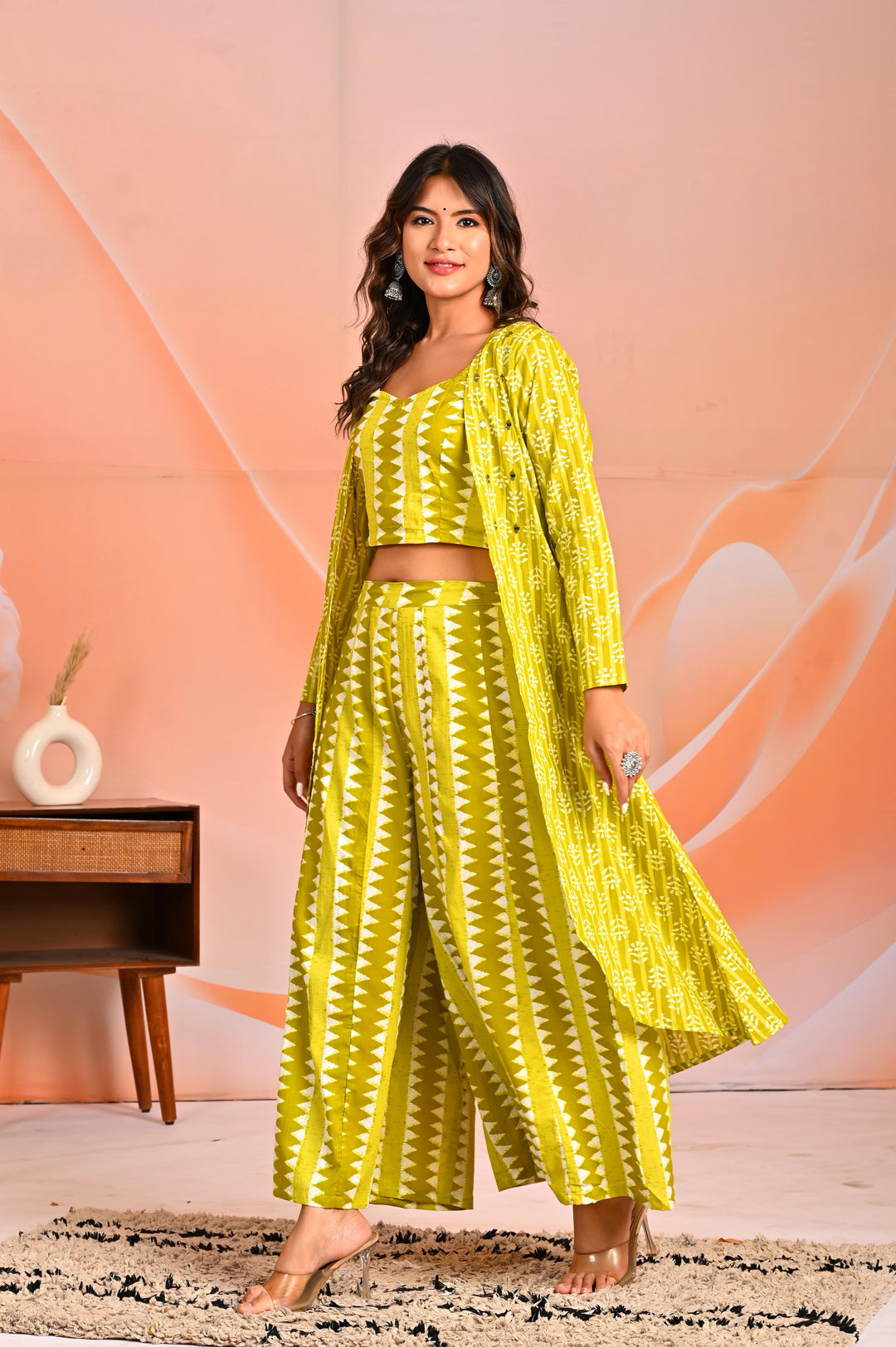 Mahua corn printed 3 pc fusion set