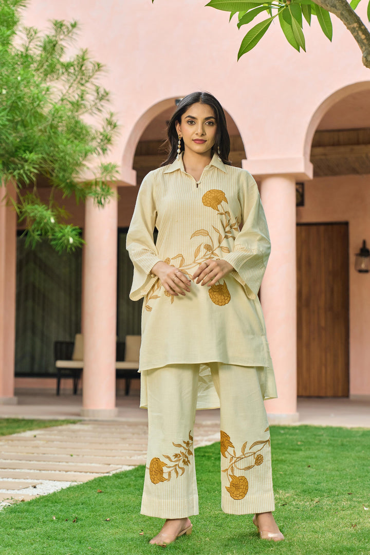 Mahua Alabaster Applique Cotton Co-ord Set