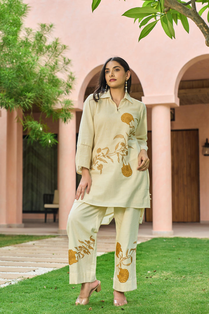 Mahua Alabaster Applique Cotton Co-ord Set