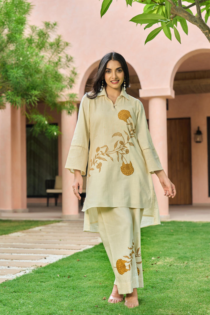 Mahua Alabaster Applique Cotton Co-ord Set