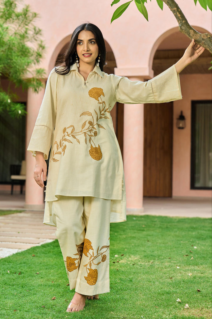 Mahua Alabaster Applique Cotton Co-ord Set