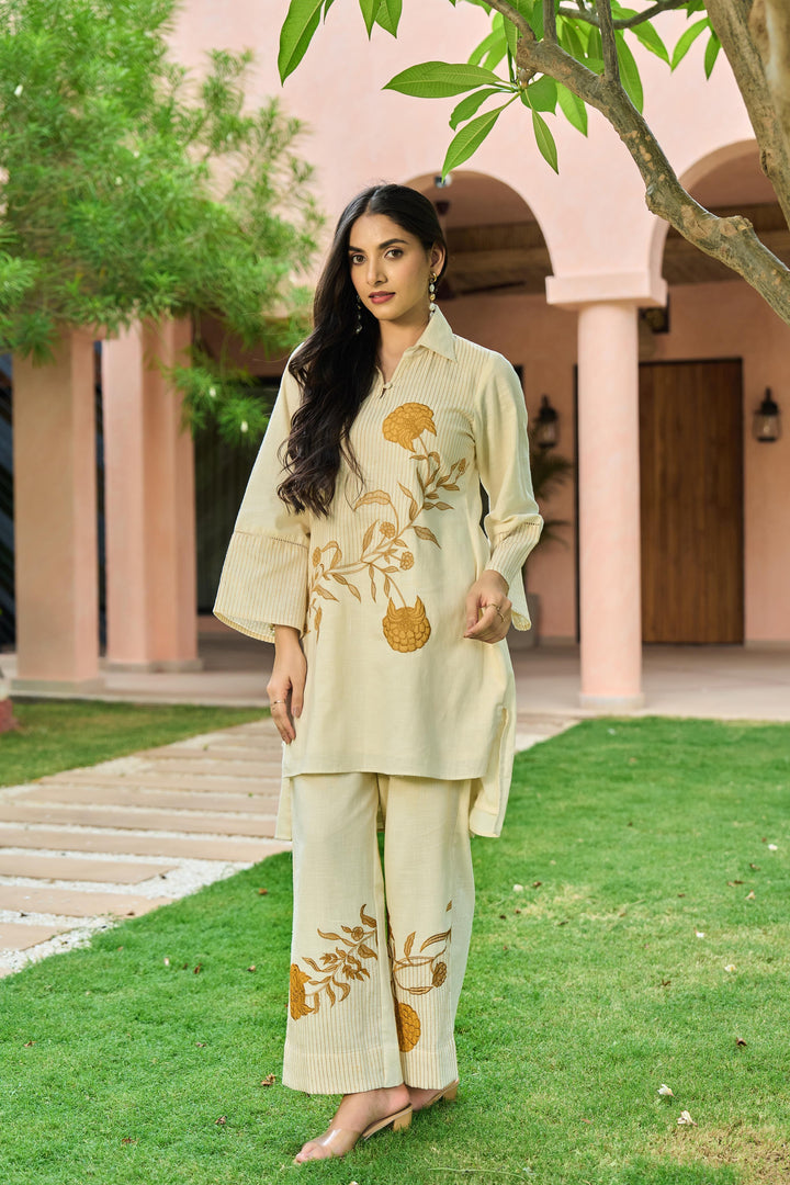 Mahua Alabaster Applique Cotton Co-ord Set