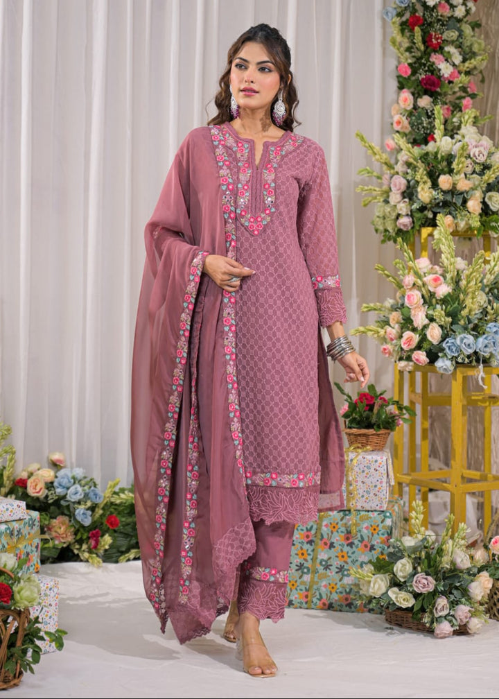 Sanmati cameo schiffli cotton suit set