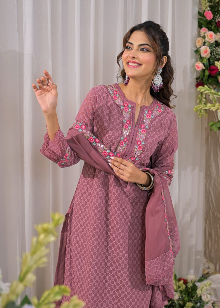 Sanmati cameo schiffli cotton suit set