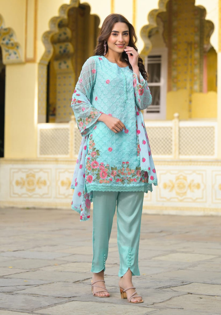 Sanmati Aqua cotton suit set