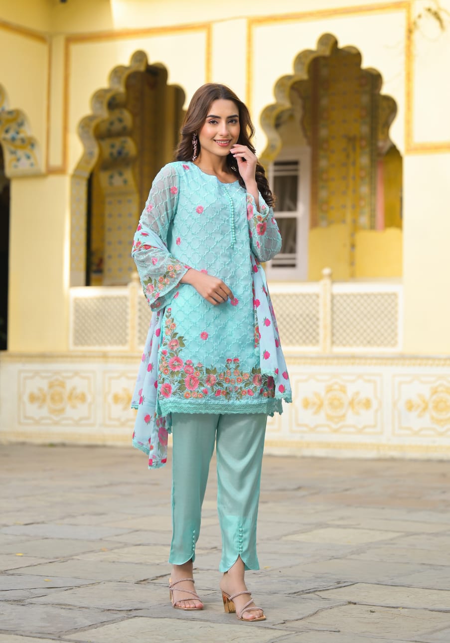 Sanmati Aqua cotton suit set