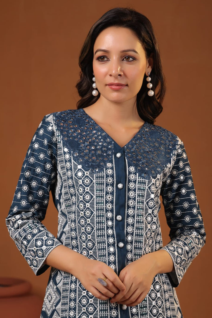 Sanmati Mirage embroidery cotton co-ord set