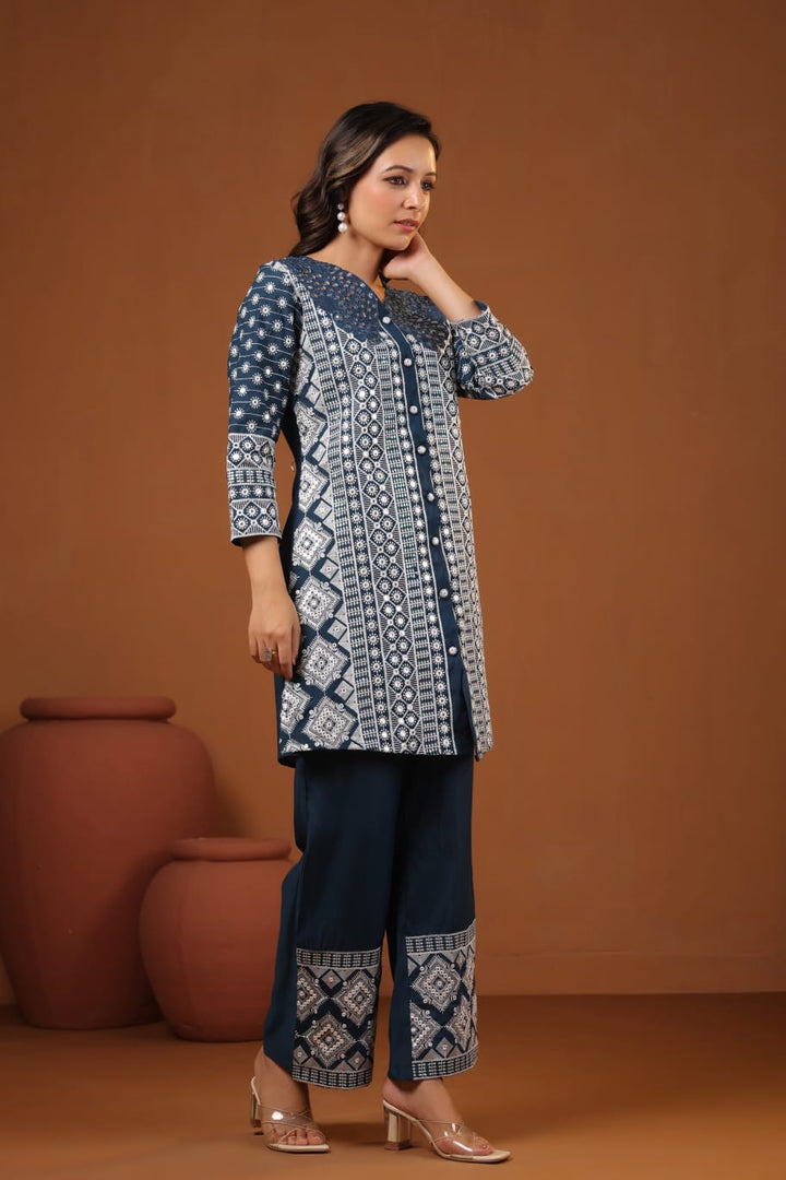 Sanmati Mirage embroidery cotton co-ord set