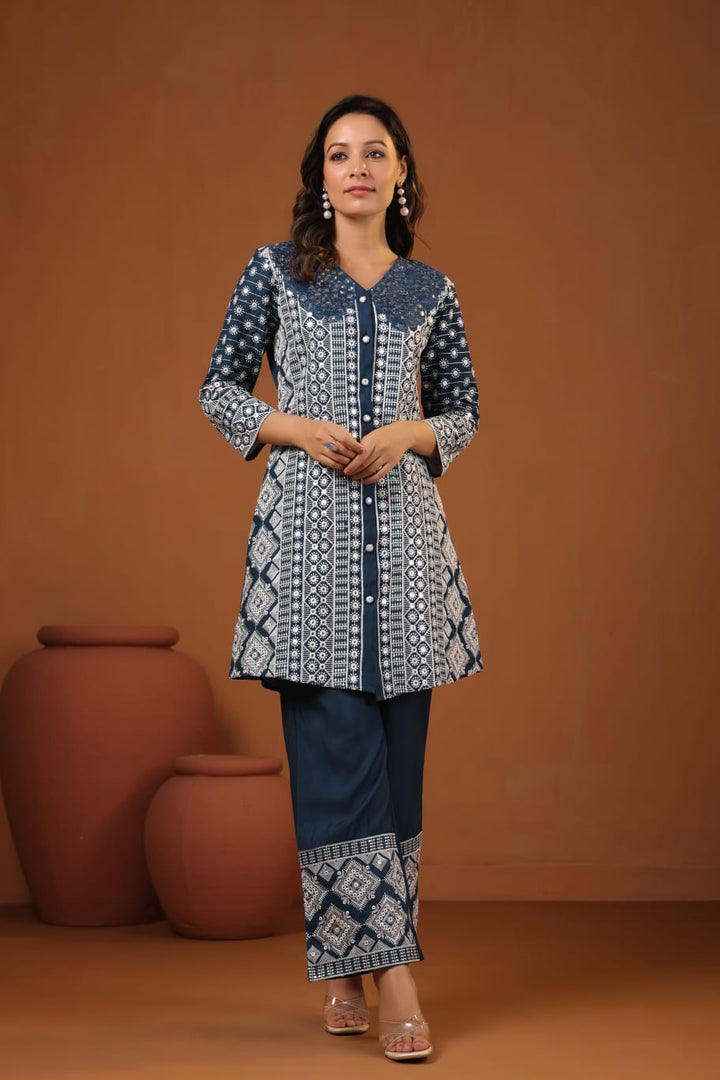 Sanmati Mirage embroidery cotton co-ord set