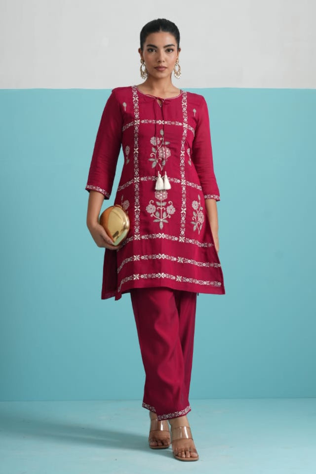 Parikrama flamingo embroidery co-ord set