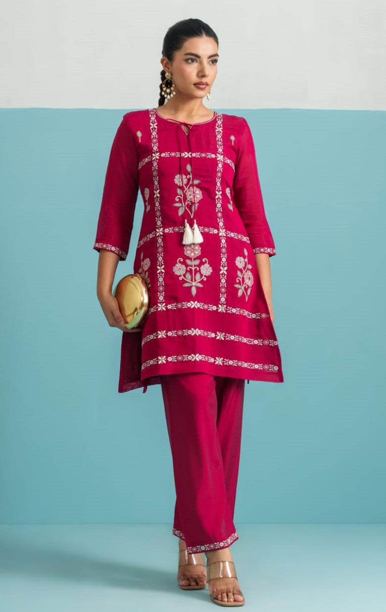 Parikrama flamingo embroidery co-ord set