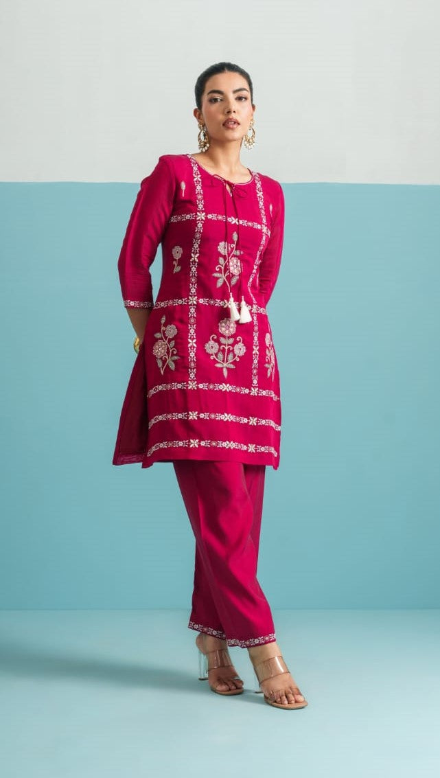 Parikrama flamingo embroidery co-ord set